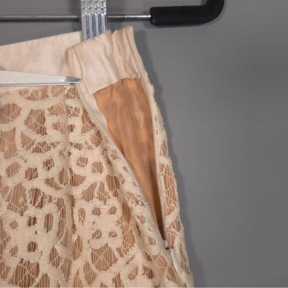 Kora Rae Women’s WOOL SILK Blend Beige Lace Pencil Skirt USA MADE No Size Tag S - Picture 11 of 16